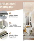 1 Lite Mirror Bifold Closet Doors With Sliding Hardware Kit Aluminum Alloy Folding Doors For Bedroom 36 Inch By 80 Inch