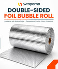 Pro Grade Double Bubble Foil Insulation Roll With Heavy Duty Reflective Radiant Barrier For Straight Up Thermal Control And Hella Dependable Shipping Protection 12 Inch Wide 125 Feet Long on a white background.