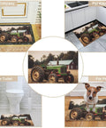 Tractor Photo Farm Area Rug Cozy Crystal Velvet Non Slip Furry Carpet For Living Room Indoor Machine Washable Rug Entryway Floor Mat Large Bedroom Dining Room in various settings.