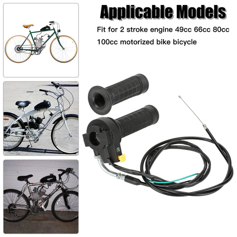Twist Throttle Cable And Grip Assembly For Two Stroke 49Cc 50Cc 66Cc 80Cc 100Cc Gas Motorized Bicycles With Seven Eighths Inch Handlebar Fitment 22mm Easy Replacement Bike Part