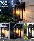 Super Bright Solar Porch Lights With Smart Motion Sensor Sconce Natch Kicks On Yard Fence and Patio for Straight Up Security and Super Fly Nighttime Glow, black lantern, waterproof design.