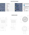 Specifications and dimensions of LED Latching Push Button Switch 16mm Stainless Steel IP67 Waterproof 5-24V 20A 1NO With Wire Socket Plug Blue For Marine Auto Security Gear And DIY Projects.