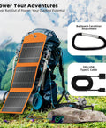 Go-To 10000mAh Solar Charger With 30W Foldable Panels and Fast Type-C Plus Dual USB-A Ports next to outdoor camping gear.
