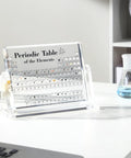 Cool Clear Acrylic Periodic Table With Real Elements Inside Size 6.7 By 4.7 Inches Ultimate Educational STEM Gift on desk