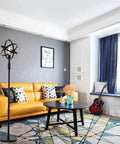 Globe Industrial Floor Lamp With Dimmable On Off Switch, Rustic Spherical Standing Light in cozy living room setting