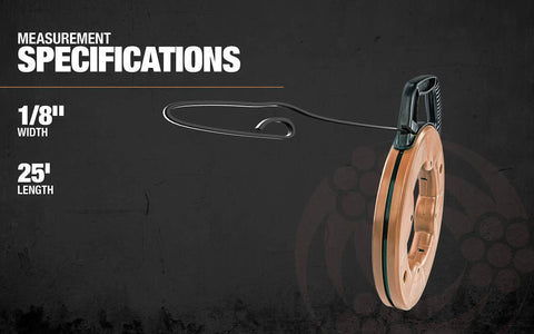 Solid 25 Foot Fish Tape With Beefy 1/8 Inch Tempered Spring Steel designed for smooth wire pulling action specifications.