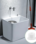 36 Piece Bathtub Jet Covers Set In 6 Sizes Fits 12mm 13mm 14mm 15mm 16mm And 17mm Hole, shown with sink and mop in bathroom setting