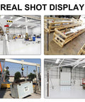 Portable Folding Gantry Crane, Heavy Duty Aluminum Alloy Lift rated for two thousand two hundred pounds in workshop setting.