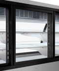 Top Shelf 82 Inch Commercial Deli Case And Meat Display Refrigerator With Heavy Duty Stainless Steel Curved Glass Front shelves.