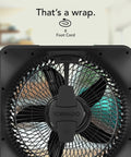 High Velocity Box Fan With Removable Grille, 5 Speed Settings, Killer Airflow For Whole Room Circulation And Targeted Cooling shown with cord