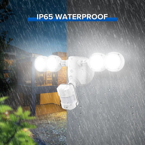 Motion Sensor Outdoor LED Flood Lights 30W 4000 Lumens 5000K IP65 Weatherproof in rain on building