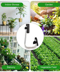 Collage of indoor plants, garden, balcony garden, and vegetable field with metal hook for garden organization