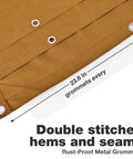 Close-up of Beefy Heavy Duty Canvas Tarp 10x12 Ft 12 Oz 350 GSM showing double-stitched hems and rustproof grommets.