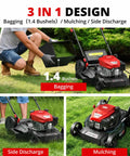 21-Inch Gas Push Lawn Mower With 144cc OHV Engine, Steel Deck, 3-In-1 Mulching Bagging Side Discharge, Easy Start Walk-Behind For Small To Medium Yards; bagging, side discharge, mulching