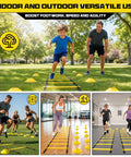 Two Pack 20ft Agility Ladder Set For Parallel Footwork Drills, 40ft Total Speed Ladders With 12 Cones used by kids and adults outdoors