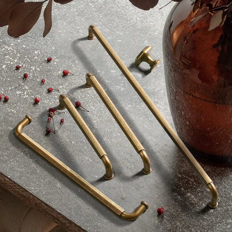 Six Pack Antique Brass Zinc Alloy Cabinet Pulls With 5 Inch Hole Center 5.5 Inch Total Length 128mm Center to Center