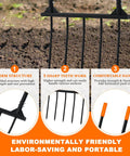 Broad Fork Garden Tool With Ergonomic Design For Farms And Home Gardens, Easy Soil Turning And Weeding, 5 Tine Hand Cultivator
