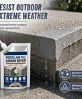 Nails Your Tile Repair Game Waterproof Stone Corner Filler Gray Crack Compound 100g in use sealing outdoor tile edges.