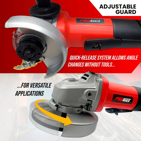 Powerful 9 Amp Four And A Half Inch Angle Grinder With Paddle Switch 12000 RPM Adjustable Guard Includes Grinding Wheel