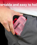 4 Piece Red Portable Transparent Plastic Small Parts Organizer Case Set With Removable Dividers And Secure Clip Latch in pocket