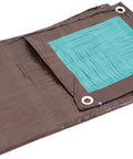 Heavy Duty All Purpose Poly Tarp 25 By 40 Ft 5 Mil Waterproof Reversible Brown And Green Outdoor Cover folded with grommets