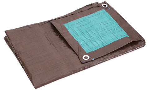 Heavy Duty 30 By 50 Ft Pro Grade All Purpose Tarp 5Mil Poly Reversible Waterproof Cover Brown And Green Outdoor Use Great For Construction Camping Landscaping And DIY Projects folded showing brown and green sides