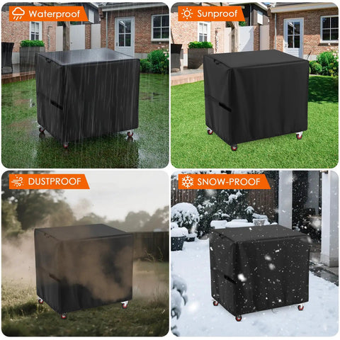 Heavy Duty Outdoor Cooler Cart Cover Fits Large 125 Qt Carts And Bar Carts, Waterproof Patio Protector For Backyard BBQs, 39 Inch Wide By 22 Inch Deep By 24 Inch High, All Weather Shield For Outdoor Carts in different weather conditions.