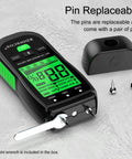 Pin Type Wood Moisture Meter With Hold Function 12mm Probes Big Backlit LCD Screen And Three Color LED Bar Graph For Easy Accurate Wood Moisture Readouts Ideal For DIY Carpentry And Home Renovation Projects. with replaceable pins