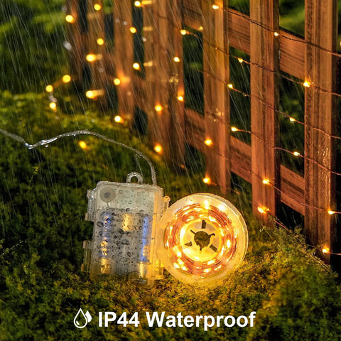Two Pack Battery Operated Fairy Lights With Remote, 400 LEDs Spanning 132 Feet Of Warm White Twinkle Copper Wire, IP44 waterproof