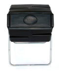 Front view of 37 Gallon Plastic Single Chamber Rotating Tumbling Compost Bin With Elevated Stand For Outdoor Rolling Garden Composting Easy Yard And Kitchen Waste To Rich Soil.