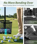 No Bend Golf Ball Picker Upper With Turf Friendly Design For Backyard Practice And Training Quick Ball Retrieval Large Capacity Holder Easy On The Lawn Classic Black in use on grass showing no-bend feature.