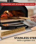 21 Inch Pizza Oven Brush With Scraper Copper Wire Cleaning Brush With Brass Bristles for pizza stone and BBQ grill use