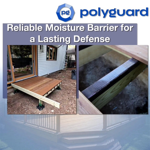 Rot Shield Joist Tape For Wood Decks Self Adhering Waterproof Shield 4 Inch Wide By 100 Feet Made In USA shown on deck