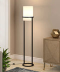 62 Inch Tall Floor Lamp With Blackened Bronze Finish And French Drum Linen Shade For Elegant Living Room Lighting LED Compatible Bulb Sold Separately Or LED Bulbs Optional