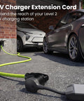 Hella Durable 15 Ft 50 Amp Extension Cord Tough As Nails Waterproof RV Charger Cable With NEMA 14 50 Plugs connected to EV.