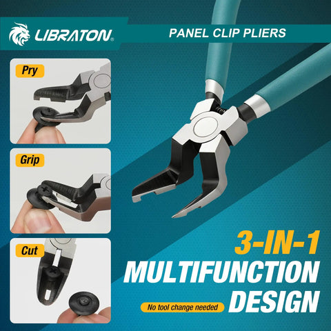 Non Destructive Panel Clip Pliers For No Fuss Clip Removal With Widened Jaw Diagonal Cutting Tool That Prevents Dents Or Scratches Reusable Auto Interior Clip Removal Pliers, 3-in-1