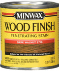 Rich Interior Wood Stain Dark Walnut Half Pint Can featuring 8 oz dark walnut penetrating stain for wood finishing.