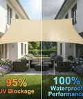 Built Tough Waterproof Shade Sail In Custom Sizes 12 By 16 Feet Rectangle For Patio Backyard And Pergola 220 GSM Sun Shade