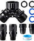 All In One Drip Irrigation Starter Kit With A Two Way Y Splitter, Includes Two 25 PSI Garden Hose Regulators, Tubing and Faucet Adapters