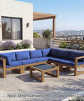 14 Piece Outdoor Patio Cushion Set For 6 Seat Wicker Sectional Sofa Deep 25x25 Inch Replacement Cushions In Navy Blue installed