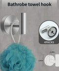 Dope Brushed Nickel 12 Piece Bathroom Hardware Set with robe hook and rope holding blue bath sponge, stainless steel wall mount