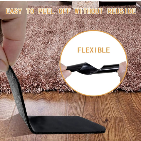Anti Slip Rug Tape For Hardwood Floors And Tiles 16 Pack Double Sided Reusable Gripper For Area Rugs Non Slip Rug Pad That Prevents Sliding Curling And Bunching Easy Install Durable