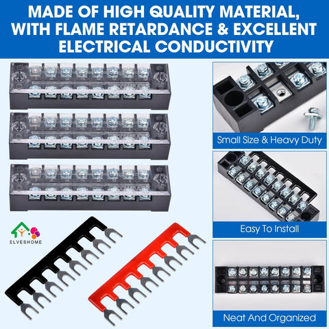 8 Position Terminal Block Kit With Ground Blocks And Screw Terminals, Pluggable Distribution Terminal Blocks With Cover