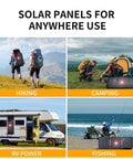Foldable 30W Solar Panel Charger For Camping And Hiking with IP65 waterproof ETFE panel in various outdoor uses.