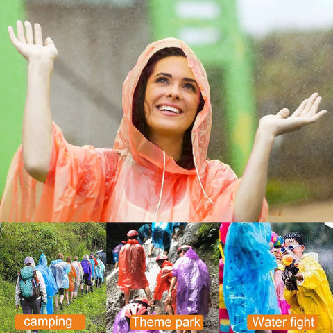 Adults Disposable Rain Ponchos Multi Colored Pack For Camping Hiking Travel And Backpacking 4 Pack Waterproof Lightweight Emergency Gear Stay Dry Anywhere Grab And Go