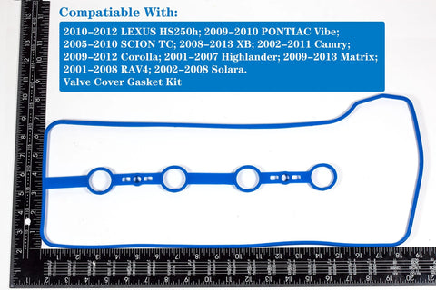Blue silicone valve cover gasket kit with four circular gaskets