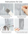 Instructions for applying Self Adhering Window Screen Repair Tape For Torn Screens, showing cleaning, cutting, and sticking steps.