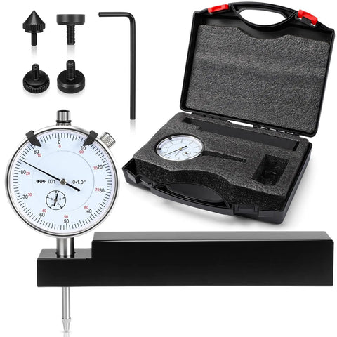 Pro Grade Sleeve Height and Counter Bore Dial Gauge for All Diesel Engines and Sleeved Cylinders, case and components shown