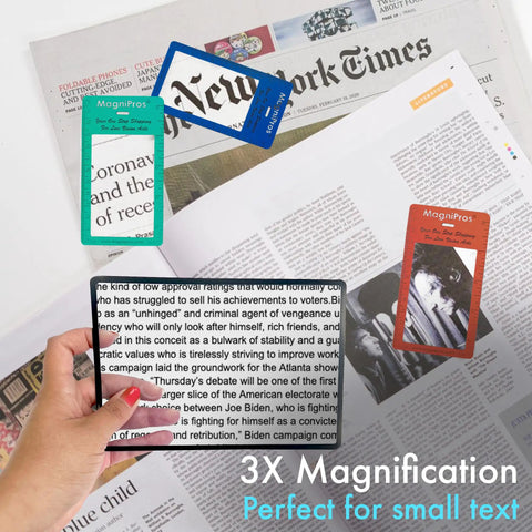 2 Pack Large Full Page Magnifying Sheet With 3X Magnification And 3 Fresnel Lens Bookmark Magnifiers over newspapers