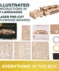 Mini Locomotive 3D Puzzle For Adults Hands On Wooden Train Model Kit Rubber Band Powered Mechanical Puzzle With 172 Pieces Easy DIY Craft Project For Home Workshop And Train Enthusiasts Pure Fun, laser-cut plywood parts